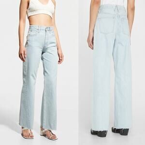 SLVRLAKE Grace Wide Leg Denim Jeans twisted seam Hard Luck wash 24